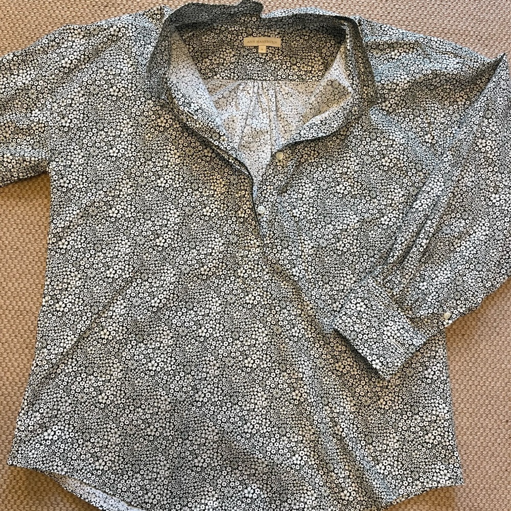 Ann Mashburn Green Liberty of London Anaya printed cotton blouse small - Picture 2 of 6